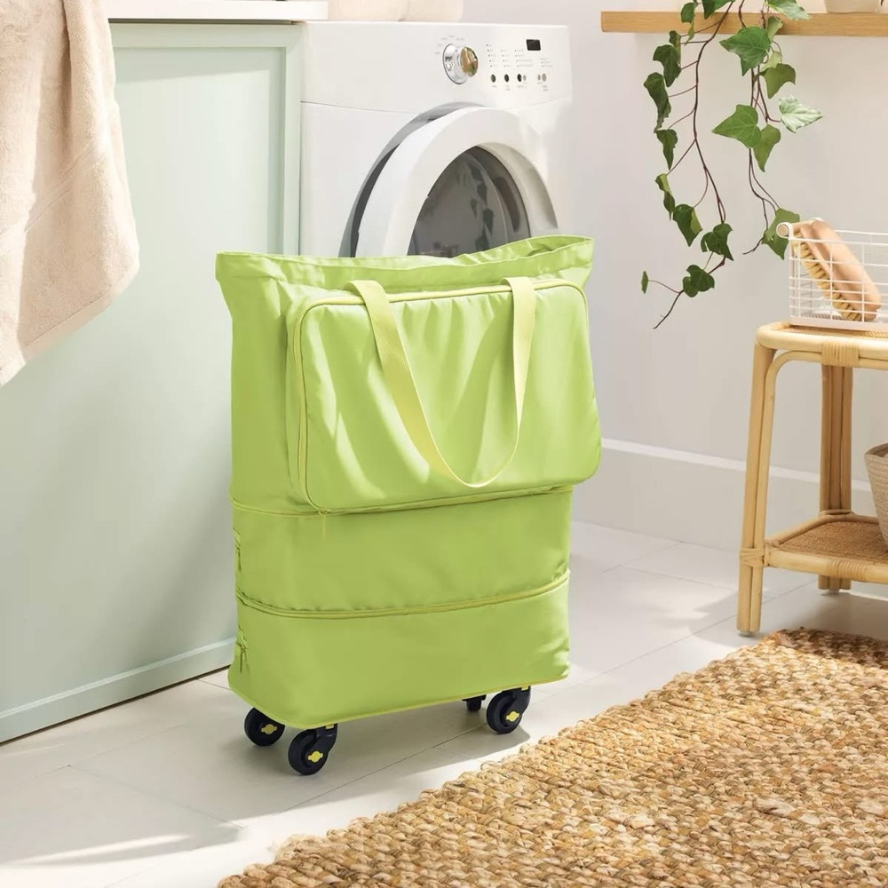 Green Rolling Laundry Hamper